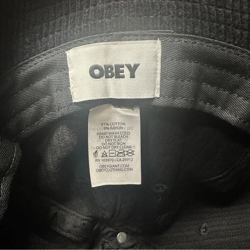 Obey Black Corduroy Bucket Hat New